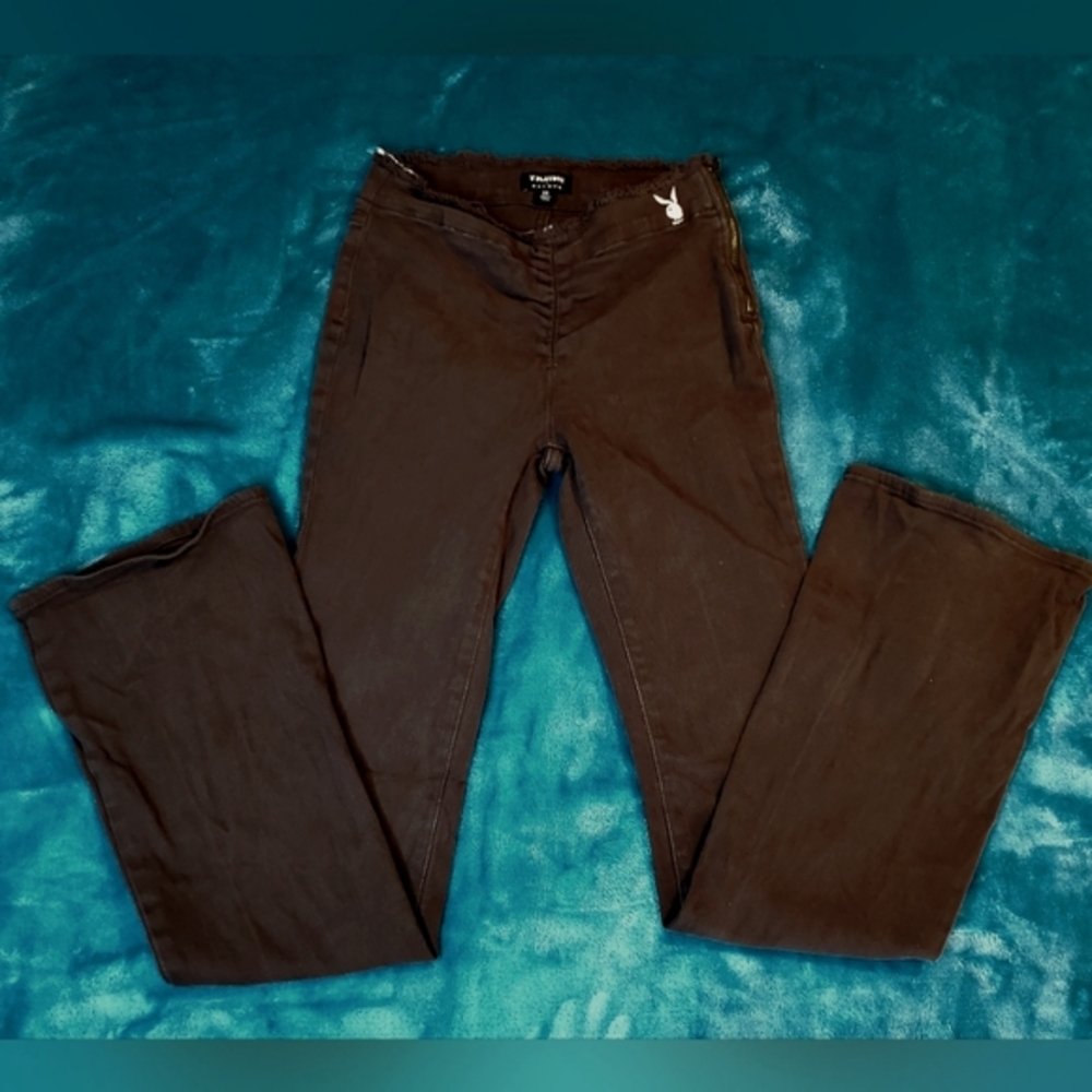 RARE Playboy‎ By PacSun Exclusive Fitted Flare Bell Bottom Jeans Size S / 23